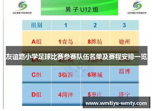 友谊路小学足球比赛参赛队伍名单及赛程安排一览